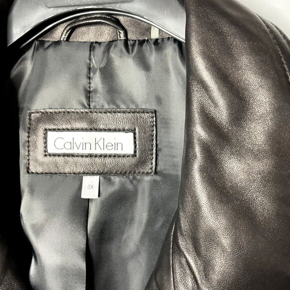 Lambskin Leather Jacket Short Dressy Coat u Plus Size 3XL Black Clavin Klein NEW - Picture 4 of 8
